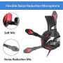 Mengshen Over Ear Gaming Headset with Microphone, Noise Isolation, Volume Control, LED Light - Compatible with PS4 Laptop PC Mac Computer Smartphones - G7500 Red