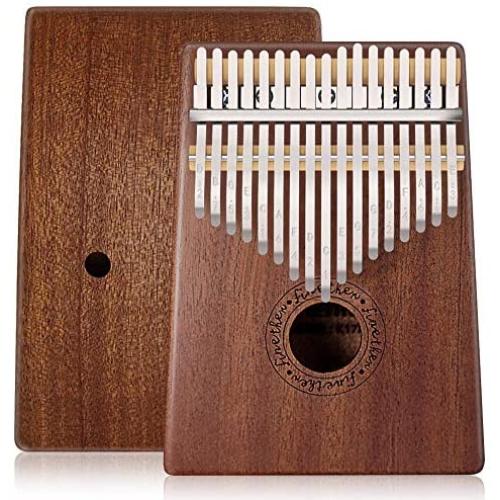 Kalimba 17 Key Thumb Piano, Mbira Mahogany and Ore Metal Tines Finger Piano, Portable Musical Instrument Gifts for Kids and Adults Beginners by FINETHER