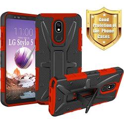 HNHYGETE Designed for LG STYLO 5 Plus(2019) Case,LG Stylo 5 Cell Phone Case,Dual Layer Heavy Duty Non Slip Shockproof Bumper Rugged Protective Cover (red)