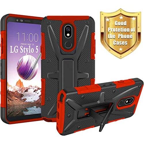 HNHYGETE Designed for LG STYLO 5 Plus(2019) Case,LG Stylo 5 Cell Phone Case,Dual Layer Heavy Duty Non Slip Shockproof Bumper Rugged Protective Cover (red)
