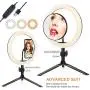 LED Ring Light with Tripod Stand 10" for Video and Lighted Makeup Mirror Cell Phone Holder Desktop LED Lamp with 3 Light Modes - Lighted Vanity Makeup Mirror; 5X Magnification (Plastic Mirror) LED Ring Light with Tripod Stand 10" for Video and Lighted Makeup Mirror Cell Phone Holder Desktop LED Lamp with 3 Light Modes - Lighted Vanity Makeup Mirror; 5X Magnification (Plastic Mirror)