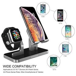 BENTOBEN Cell Phone Stand Compatible with Apple Watch Universal Desktop Stand Holder for iWatch Series 5/4/3/2/1 iPhone 11 Pro Max XS XR X 8 7 6S 6 Plus, Space Gray