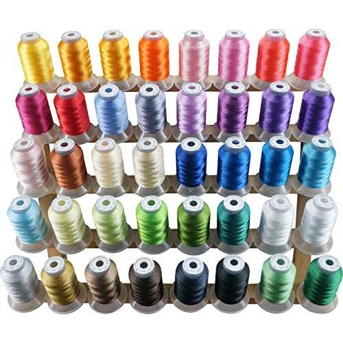 New brothread 40 Brother Colors Polyester Embroidery Machine Thread Kit 500M (550Y) Each Spool for Brother Babylock Janome Singer Pfaff Husqvarna Bernina Embroidery and Sewing Machines