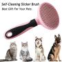 Cat Brush for Shedding, Slicker Pet Grooming Brush for Cat and Small Medium Dog, Self Cleaning Slicker Brush (Pink)