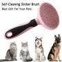 Cat Brush for Shedding, Slicker Pet Grooming Brush for Cat and Small Medium Dog, Self Cleaning Slicker Brush (Pink)
