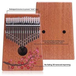 VI VICTORY 17 Key 3D Painted Kalimba African Thumb Piano Finger Percussion Keyboard Music Instruments Without Notes (Plum Blossom 3)