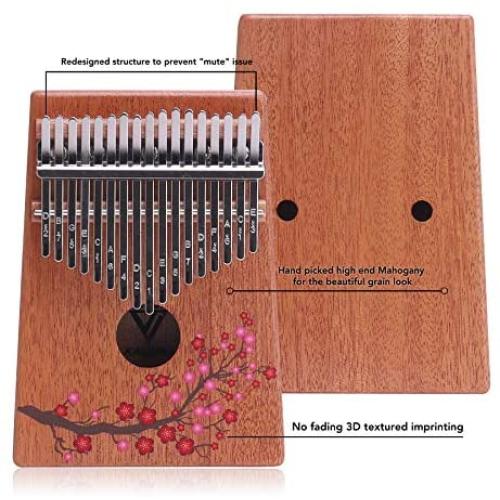 VI VICTORY 17 Key 3D Painted Kalimba African Thumb Piano Finger Percussion Keyboard Music Instruments Without Notes (Plum Blossom 3)