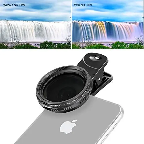Neewer 37mm Clip-on ND 2-400 Cellphone Camera Lens Filter Kit: Adjustable Neutral Density Filter with Phone Clip for iPhone X 8 plus 7 Plus 7 6 6S Plus Samsung HTC Motorola iPad and Other Smartphones Neewer 37mm Clip-on ND 2-400 Cellphone Camera Lens Filter Kit: Adjustable Neutral Density Filter with Phone Clip for iPhone X 8 plus 7 Plus 7 6 6S Plus Samsung HTC Motorola iPad and Other Smartphones