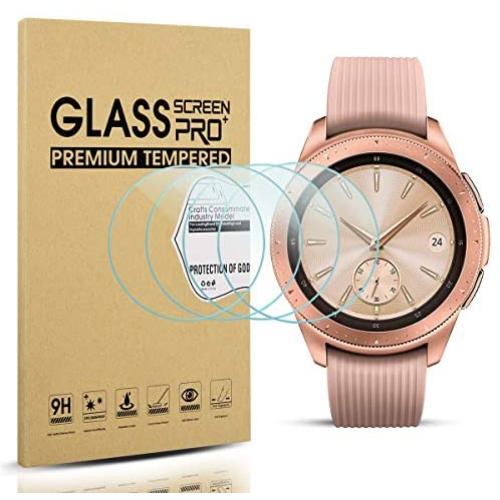 Diruite 4-Pack for Samsung Galaxy Watch 42mm Screen Protector Tempered Glass for Galaxy Watch 42mm [2.5D 9H Hardness] [Anti-Scratch] [Bubble-Free]