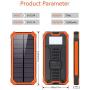 Portable Charger Power Bank 15000mAh, Elzle Solar Charger, Solar Power Bank Battery Pack, High-Speed Charging Solar Phone Charger for iPhone, Samsung and More.