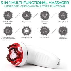 VOYOR Handheld Massager Cordless Deep Tissue Cellulite Massager for Face, Arm, Hand, Neck, Foot and Body, Silicone Face Brush, 3 Multi-functional Heads, IPX7 Waterproof & Rechargeable VRMM1-NEW