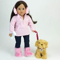 Sophias Pets for 18" Dolls, Complete Puppy Dog Play Set, Perfect Doll Toy for 18" American Girl Dolls & More! Cuddly Dog, Leash, Carrier, Bed, Food & Play Dog Accessories by