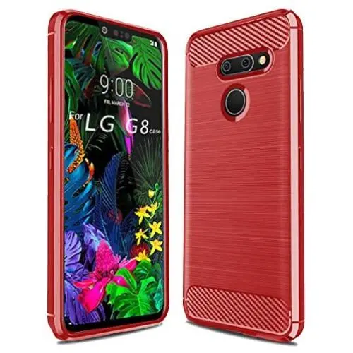 LG G8 ThinQ Case,LG G8 Case, Sucnakp TPU Shock Absorption Cell Phone Cases Technology Raised Bezels Protective Cover for LG G8 Case (Red)