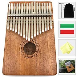 Deoukana Kalimba 17 Keys Thumb Piano with Study Instruction and Tune Hammer, Portable Mahogany Wood Finger Piano, Gift for Kids Adult Beginners Professional. (Mahogany)