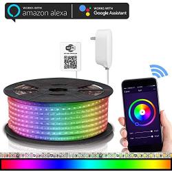 Maxonar LED Strip Lights Works with Alexa (16.4Ft / 5M) WiFi Wireless Light Strips RGB Multicolor Waterproof IP65 Smart Phone Controlled DIY Kit Works with Amazon Echo Google Home