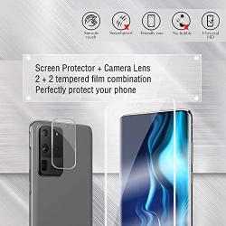 Galaxy S20 Ultra Screen Protector + Camera Lens Protectors, RUAN [2 + 2 Pack] Full Coverage Screen Protector,HD Clarity,Anti Scratch,Touch Screen Accuracy Film for Samsung Galaxy S20 Ultra(6.9 Inch)