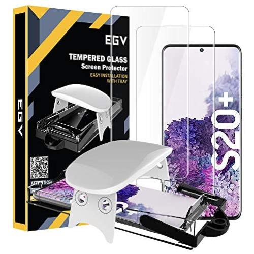 EGV [2 Pack Screen Protector for Samsung Galaxy S20 Plus Tempered Glass [Fingerprint Unlock Compatible] [Easy to Install] [Case Friendly]