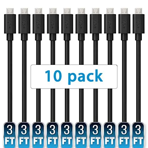 Mopower Micro USB Cable,10 Pcs 3FT High Speed USB 2.0 A Male to Micro B Charge and Sync Cables for Samsung,LG,BlackBerry and Motorola Smartphones & Tablets Black (10-Pack) Mopower Micro USB Cable,10 Pcs 3FT High Speed USB 2.0 A Male to Micro B Charge and Sync Cables for Samsung,LG,BlackBerry and Motorola Smartphones & Tablets Black (10-Pack)