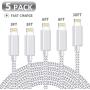 MFi Certified iPhone Charger, KRISLOG  [3/3/6/6/10ft, 5Pack]  Lightning Cable- Lightning iPhone Charger Cable Lead Nylon USB Fast Charging Compatible iPhone 11 Pro XS Max X XR 8 7 6s 6 Plus iPad