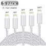 MFi Certified iPhone Charger, KRISLOG  [3/3/6/6/10ft, 5Pack]  Lightning Cable- Lightning iPhone Charger Cable Lead Nylon USB Fast Charging Compatible iPhone 11 Pro XS Max X XR 8 7 6s 6 Plus iPad
