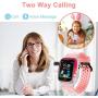 themoemoe Kids GPS Watch, Kids Smartwatch with GPS Tracker Waterproof Phone Smartwatch 1.44 SOS Touch Screen Flashlight Camera Math Game Chat (Pink)