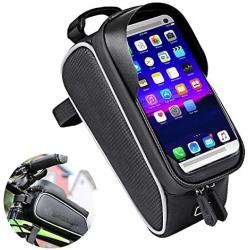 Eamplest Bike Frame Bag, Bicycle Phone Holder with Touch Screen, Large Capacity Waterproof Cycling Front Top Tube Mount Handlebar Storage Bag for Phones Below 6.0"