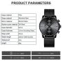 GOLDEN HOUR Mens Watches Fashion Sport Quartz Analog Black Mesh Stainless Steel Waterproof Chronograph Wrist Watch, Auto Date in Blue/Red/Gold Hands