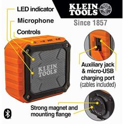 Klein Tools AEPJS1 Wireless Speaker, Portable Jobsite Speaker Plays Audio and Answers Calls Hands Free, Durable Enough for Worksite Use