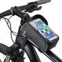 salamra Bike Phone Mount Bag Cycling Waterproof Bicycle Front Frame Top Tube Handlebar Bag with Touch Screen Sun Visor Holder Case Large Capacity Phone Case for iPhone Galaxy Nubia Huawei Under 6”