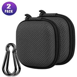 Earphone Case, Music tracker Portable Travel EVA Headphone Storage Bag Earbud & Cell Phone Accessories Organizer Carrying Case Pouch with Carabiner (2 Pack)