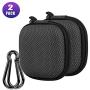 Earphone Case, Music tracker Portable Travel EVA Headphone Storage Bag Earbud & Cell Phone Accessories Organizer Carrying Case Pouch with Carabiner (2 Pack)