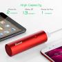 Portable Charger, BONAI Ultra-Compact Aluminum Power Bank 5000mAh Travel, High-Speed Output External Backup Battery Compatible iPhone, iPad, iPod, Samsung, Tablets - Red (Charging Cable Included)