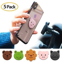 Ringke Magnetic Character Metal Plate Kit - Animal Edition (5 Pack, 1 Each) with 3M Adhesive Pad Compatible with Magnet Phone Car Mount Holder for Smartphone, iPad, Tablet, and Other Devices