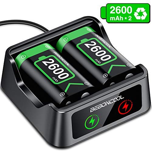 BEBONCOOL Charger for Xbox One Controller Battery Pack Charger with 2x2600mAh Rechargeable Battery, Xbox One Batteries Packs Charging Station Kit for Xbox One/Xbox One S/Xbox One X/Xbox One Elite