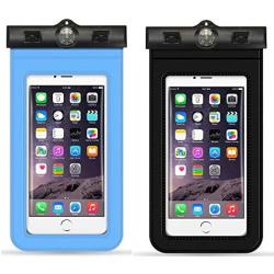 PRILAN 2 Pack Universal Waterproof Phone Case with Airbag or Compass Pouch,Floating Phone Bags Swimming Snorkeling,Clear Sensitive PVC Touch Screen,Phone Case Dry Bag for Most Phone 6-6.5 Inches