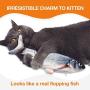 Bylure Cat Toys Moving Fish with Motion Sensor, Rechargeable Floppy Fish Catnip Toys, Interactive Pet Pillow, 2 Catnip and 1 Luminous Plush Toy Fish Cover Gift