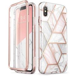 i-Blason Cosmo Series Designed for iPhone Xs Max Case 2018 Release, Full-Body Bumper Case with Built-in Screen Protector, Marble, 6.5