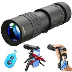 UNEGROUP Monocular Telescope, High Power HD Low Night Vision Waterproof Compact Spotting Scope with Smartphone Holder, Wireless Control & Tripod - FMC BAK4 Prism for Bird Watching, Camping, Hiking