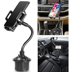 VAKs Car Cup Holder Phone Mount Adjustable Automobile Cup Holder Smart Phone Cradle Car Mount for iPhone 11 Pro/XR/XS Max/X/8/7 Plus/6s/Samsung S10+/Note 9/S8 Plus/S7 Edge(Black)