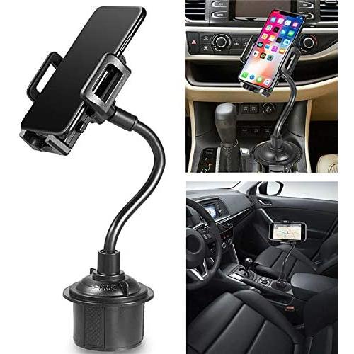 VAKs Car Cup Holder Phone Mount Adjustable Automobile Cup Holder Smart Phone Cradle Car Mount for iPhone 11 Pro/XR/XS Max/X/8/7 Plus/6s/Samsung S10+/Note 9/S8 Plus/S7 Edge(Black)