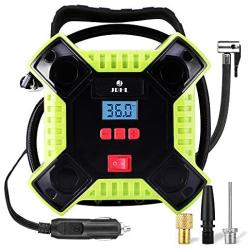 Air Compressor Tire Inflator 12v DC Portable Auto Tire Pump with Digital Display Shut Off Feature Durable and Reliable Tire Air Pump for Car Bicycle Balls Swimming Rings Toy (DC Only Version, Green)