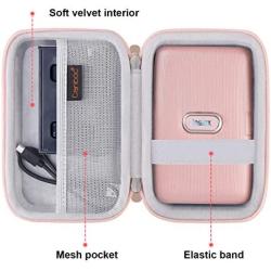 Canboc Shockproof Carrying Case for Fujifilm Instax Mini Link Smartphone Printer & INSTAX Share SP-2 Smart Phone Printer | Storage Travel Bag Portable Fits USB Cable & Mini Instant Film, Rose Gold