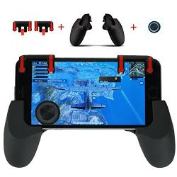 Mobile Phone Gaming Controller Accessory Bundle - L+R Triggers, Controller Grip, Joystick for PUBG / Fortnite / Knives Out / Rules of Survival - Works with Android and iOS