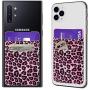 SHANSHUI Card Holder for Back of Phone, 2 Pack Phone Stick On Wallet Pocket Pouch for Credit Card Compatible with iPhone, Samsung Galaxy and Most Smartphones - Rose Red Cheetah