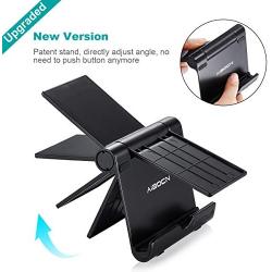 Aibocn Multi-Angle Cell Phone Stand, Adjustable Flodable Holder for Tablets Smartphones and E-Readers Compatible with iPhone iPad Air iPod Samsung Galaxy and More, Black