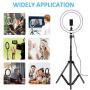 Villsure LED Ring Light, 10" Selfie Ring Light with Adjustable Tripod Stand and Phone Holder, Dimmable Led Camera Ringlight for Live Stream/Make Up/YouTube, Compatible with iPhone/Android