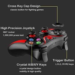 Mobile Controller for The Most Games, Mobile Gamepad Wireless Game Controller Joystick for Android/iOS/iPhone/iPad, Key Mapping, Shooting Fighting Racing Game-NO Supporting iOS 13.4 (RED-Black)