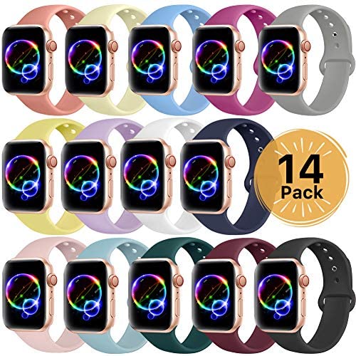 Sport Band Compatible for Apple Watch Band 38mm 40mm 42mm 44mm, EXCHAR Soft Silicone Band Replacement Wrist Strap for iWatch Series 5/4/3/2/1, Nike+, Sport, Edition