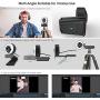 Webcam Streaming 1080P Full HD with Dual Microphone and Ring Light, Aoboco USB Pro Web Camera Stream for Mac Windows Laptop Twitch Xbox One Skype YouTube OBS Xsplit