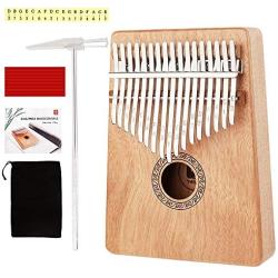 Kalimba 17 Key Thumb Piano Mahogany Portable African Mbira Finger Piano with Study Instruction and Tunning Hammer for Kids Beginners Adults Gift, by Vangoa